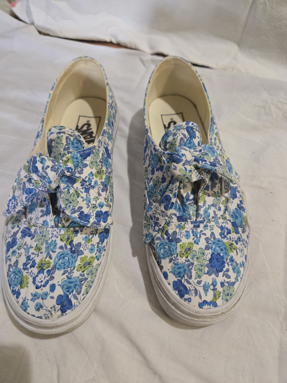 Vans Floral Slip-On Sneakers in Blue/White